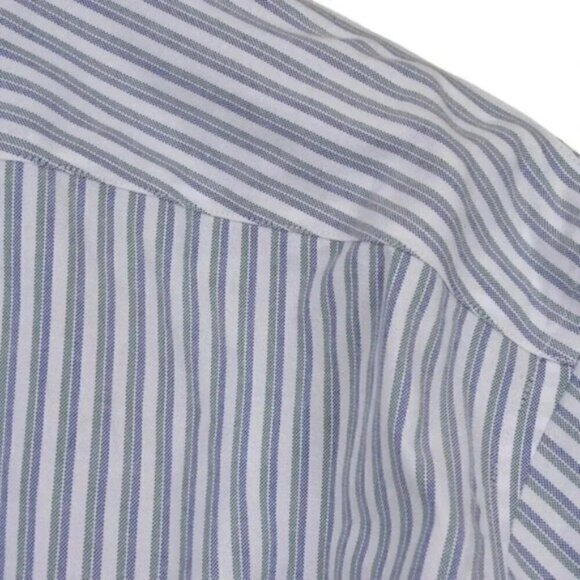 Land's End Dress Shirt Supima No  Iron Oxford Button Down Pinstripe Size 16-36 - Picture 5 of 10